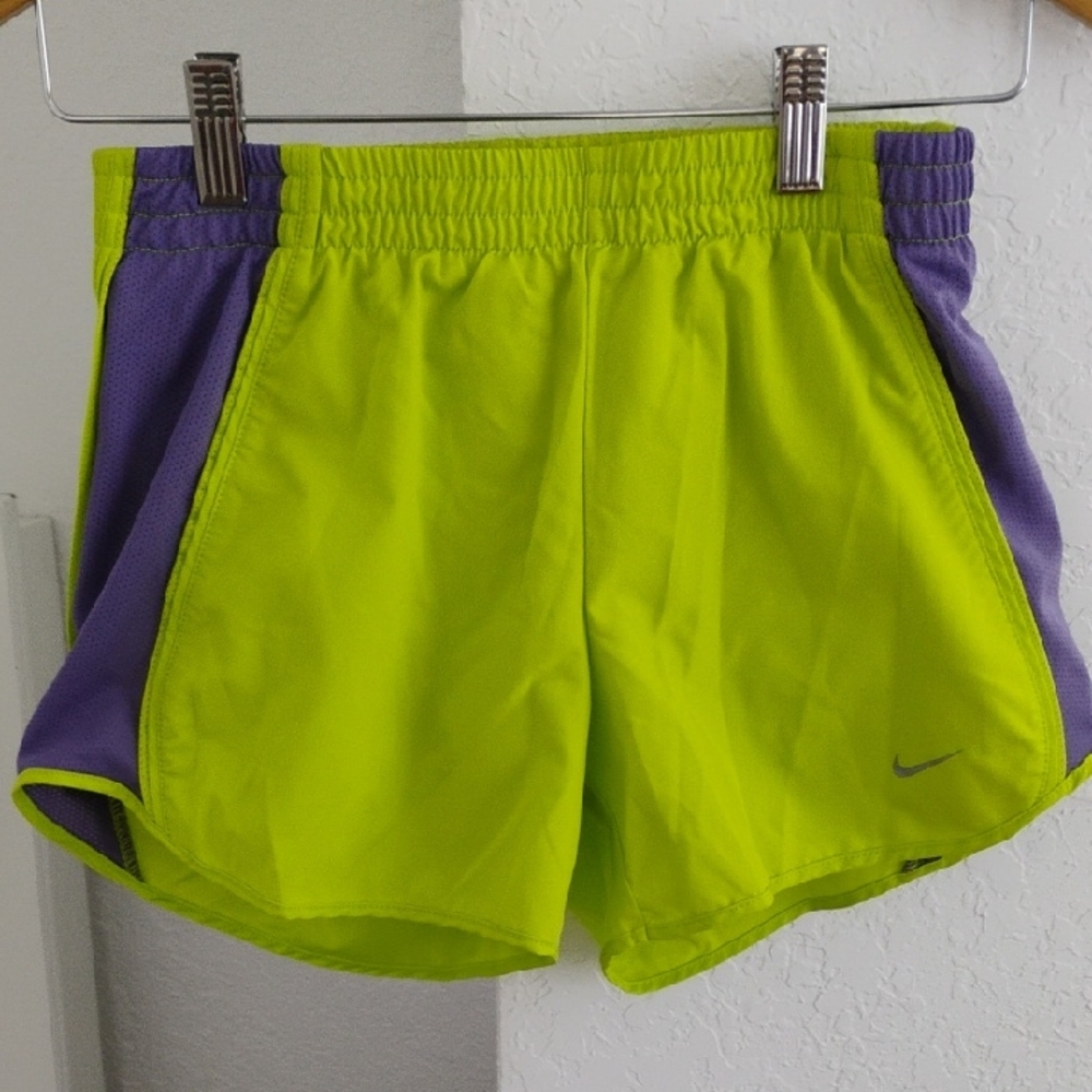 Nike Green and Purple Athletic Shorts Lightweight Elastic Waist